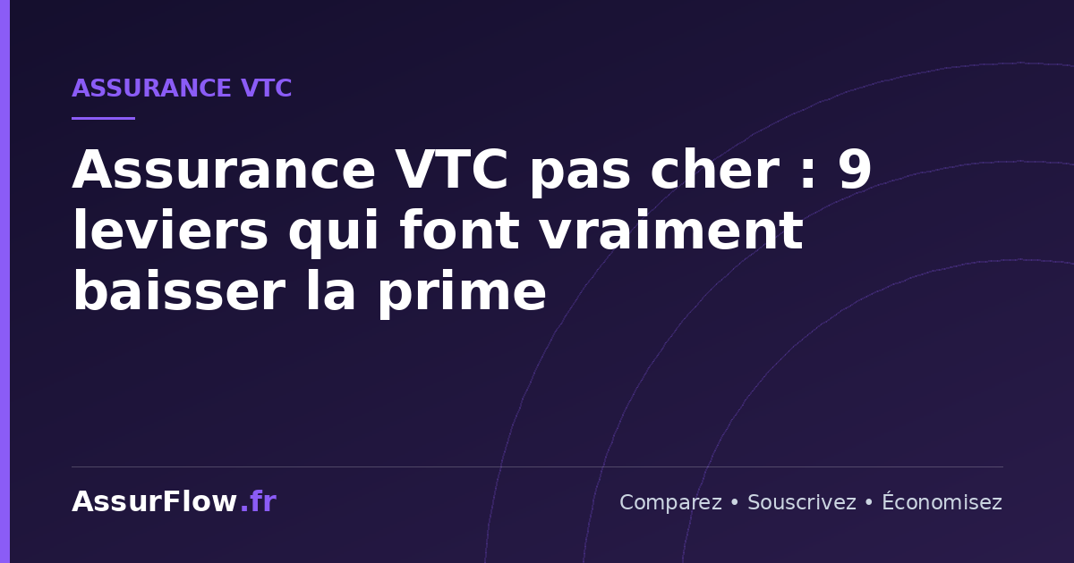 Assurance VTC pas cher : 9 leviers qui font vraiment baisser la prime