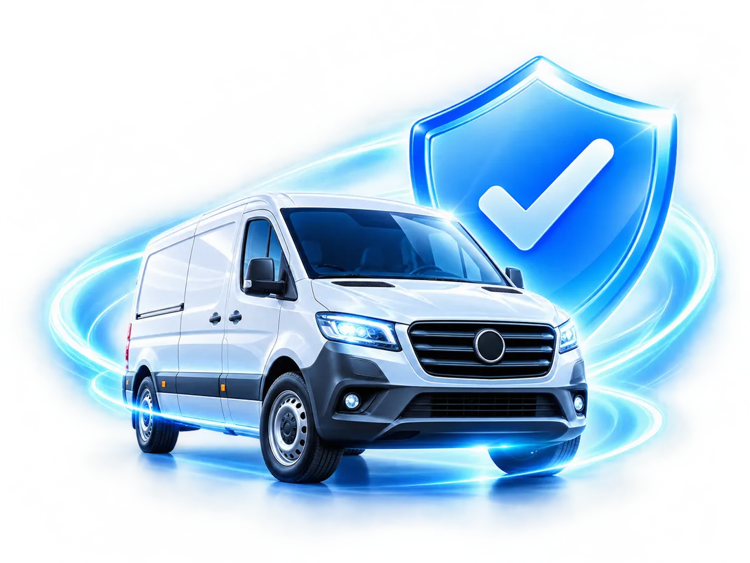 Illustration automobile et bouclier bleu de protection